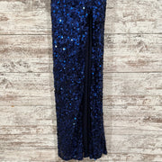 NAVY SEQUIN LONG EVENING GOWN