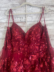 BURGUNDY SPARKLY TIERED A LINE
