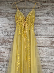 YELLOW/FLORAL A LINE GOWN