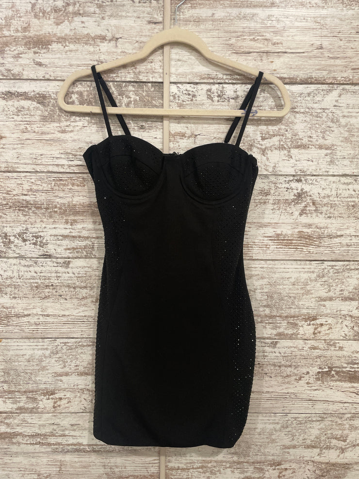 BLACK SPARKLY SHORT DRESS
