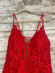 RED/FLORAL A LINE GOWN