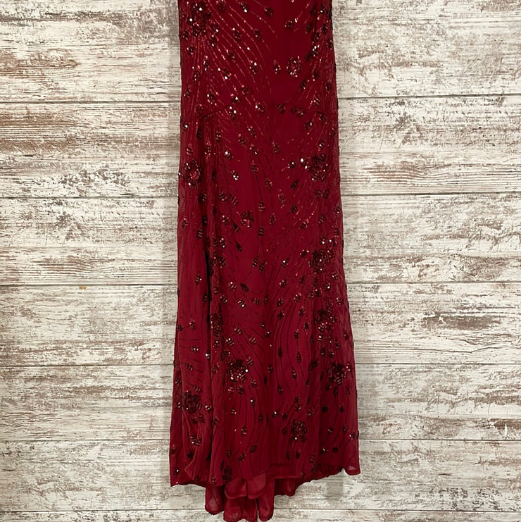 BURGUNDY SEQUIN LONG DRESS-NEW