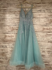 BLUE/FLORAL A LINE GOWN