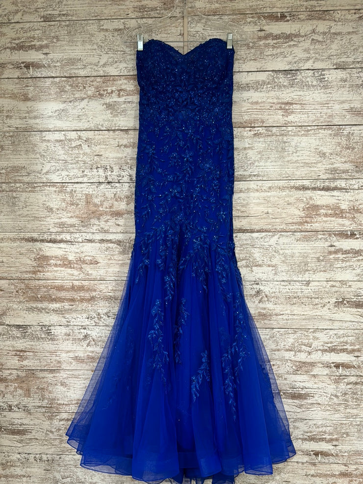 ROYAL BLUE/FLORAL MERMAID GOWN