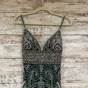 GREEN/BLACK SEQUIN LONG DRESS