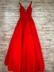 RED/FLORAL A LINE GOWN