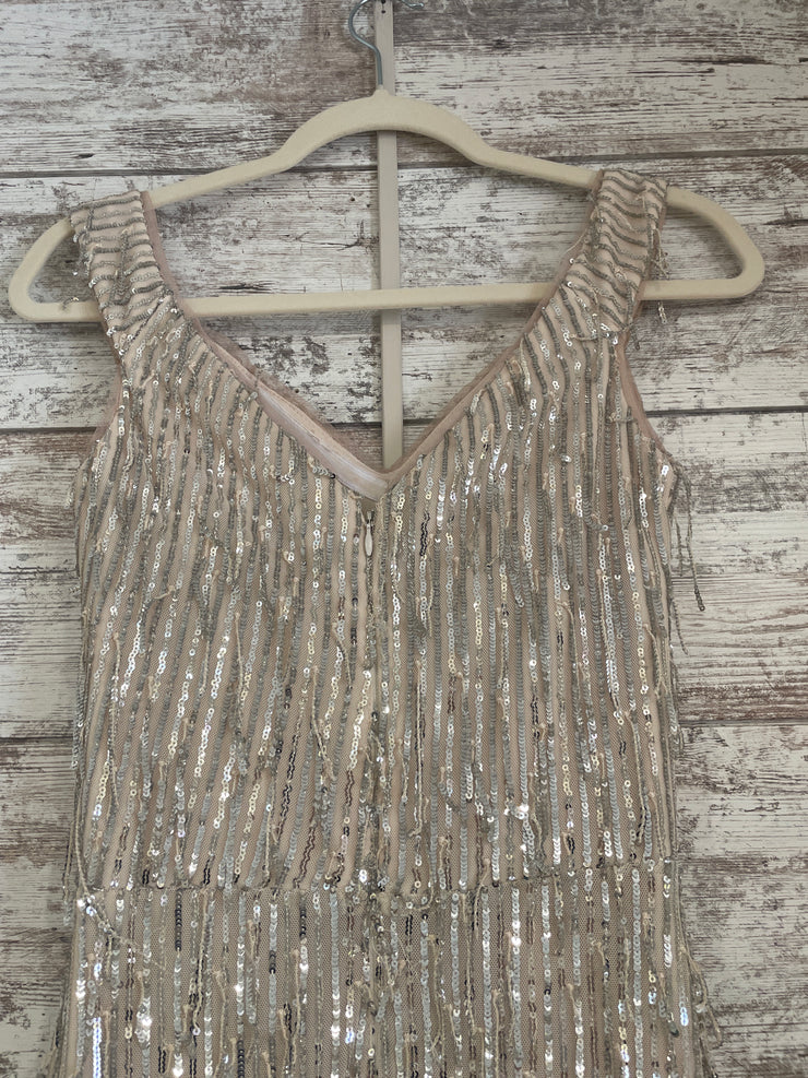 TAN/GOLD SEQUIN LONG DRESS