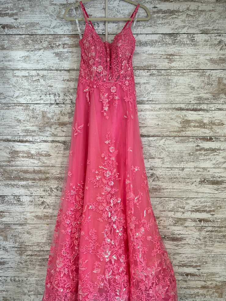 PINK/FLORAL SPARKLY A LINE GOW