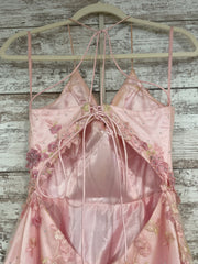 PINK/FLORAL A LINE GOWN