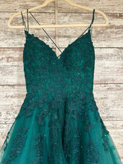 GREEN/FLORAL A LINE GOWN