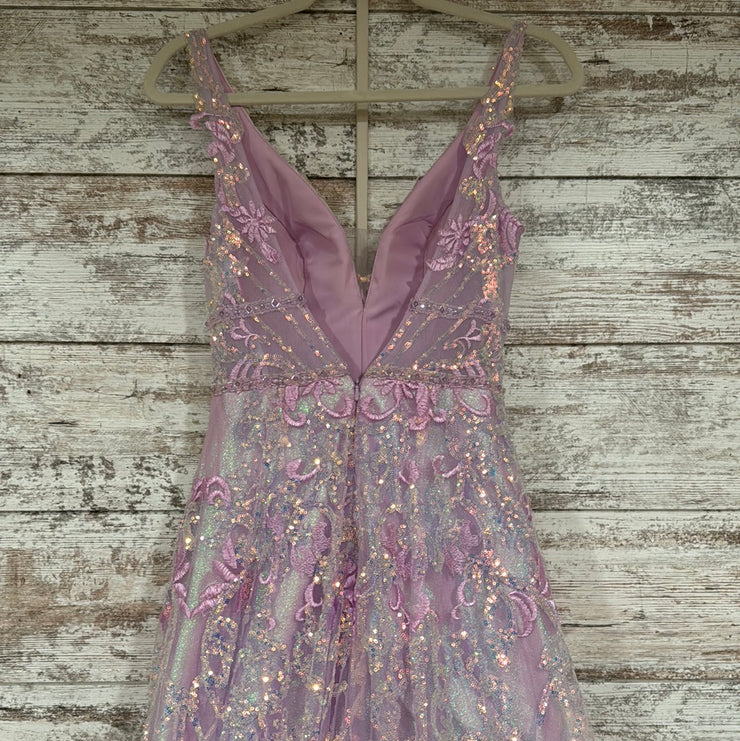 PINK/FLORAL SPARKLY A LINE GOW