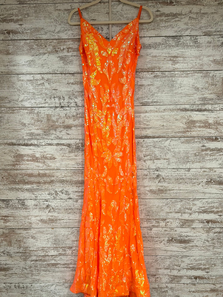 ORANGE FITTED LONG DRESS