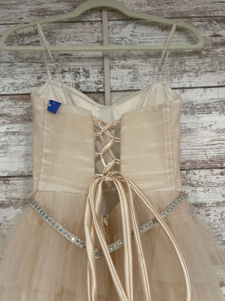 IVORY TIERED A LINE GOWN