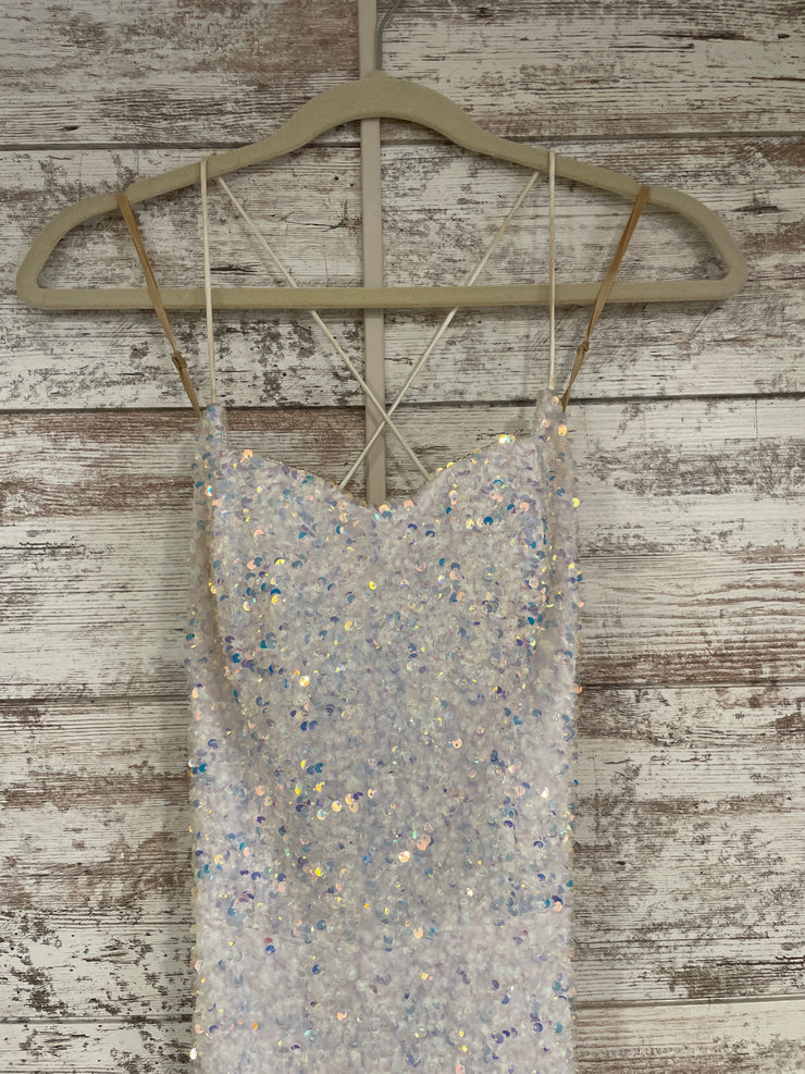 WHITE SEQUIN LONG DRESS