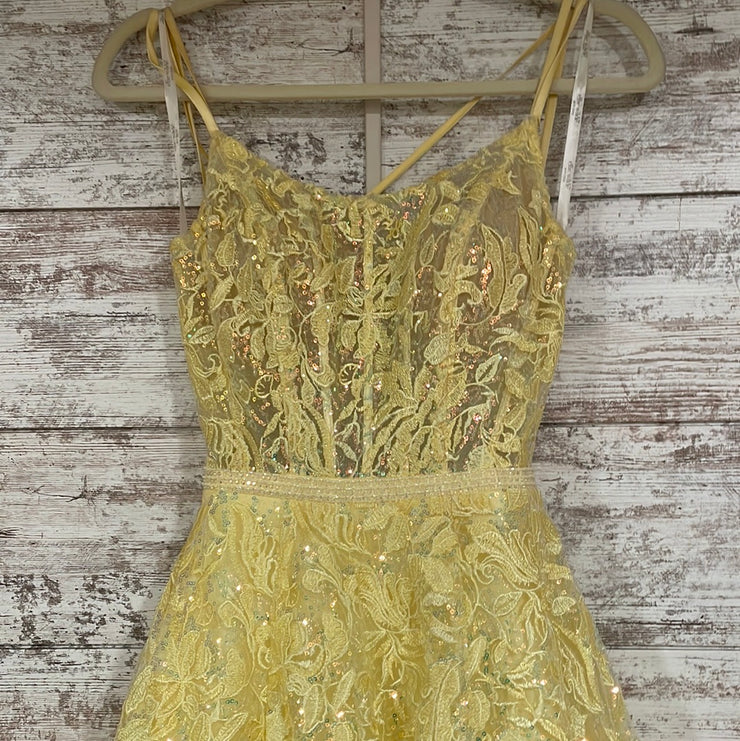 YELLOW/FLORAL SPARKLY A LINE