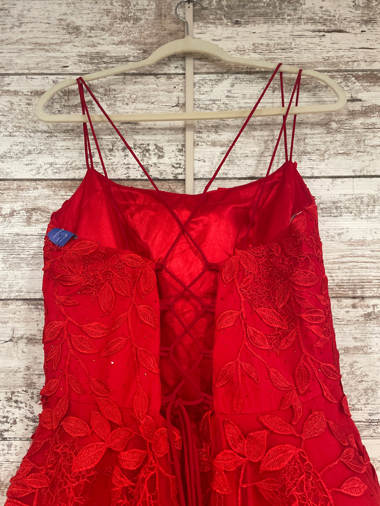 RED/FLORAL A LINE GOWN