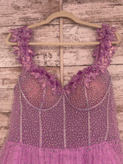 PURPLE BEADED A LINE GOWN