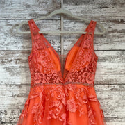 CORAL/FLORAL A LINE GOWN
