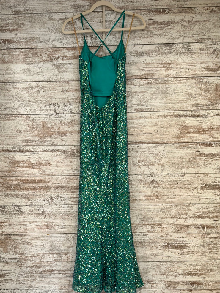 GREEN SEQUIN LONG DRESS