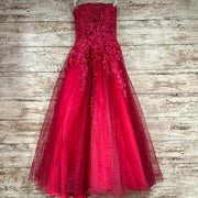 PINK/FLORAL A LINE GOWN