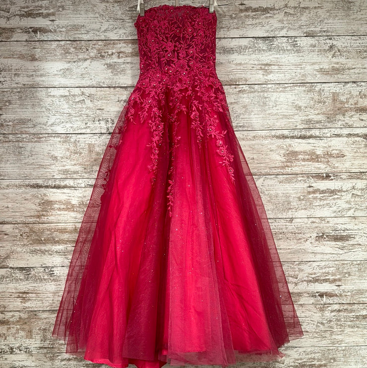 PINK/FLORAL A LINE GOWN