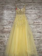 YELLOW/FLORAL A LINE GOWN- NEW