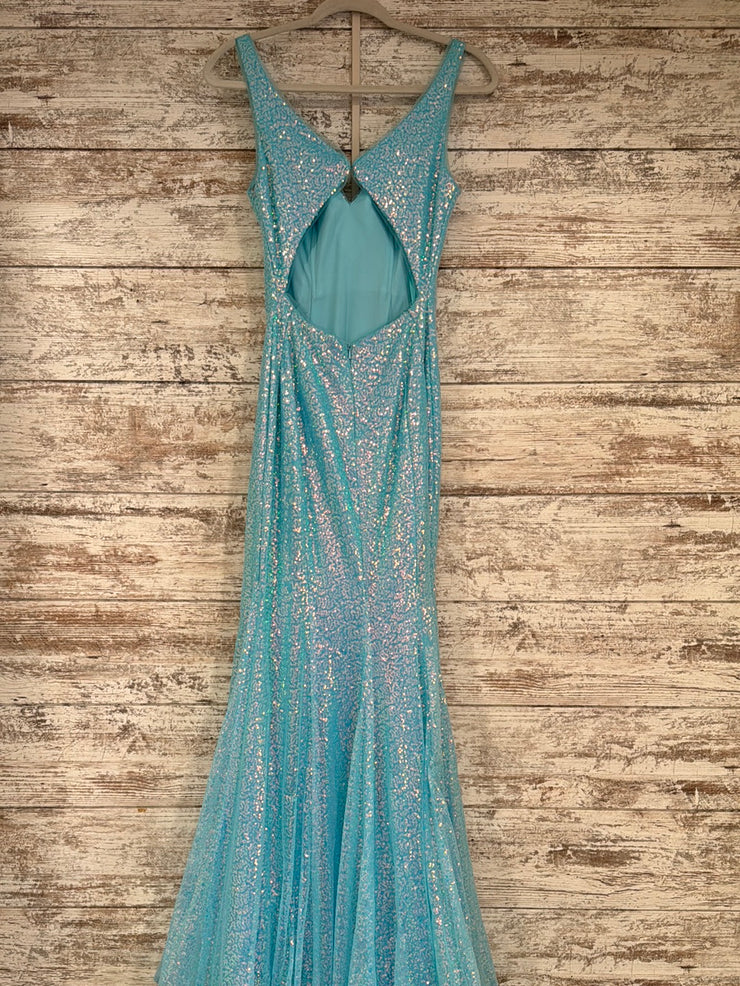 BLUE SPARKLY SEQUIN LONG DRESS