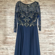 NAVY BEADED TOP LONG DRESS