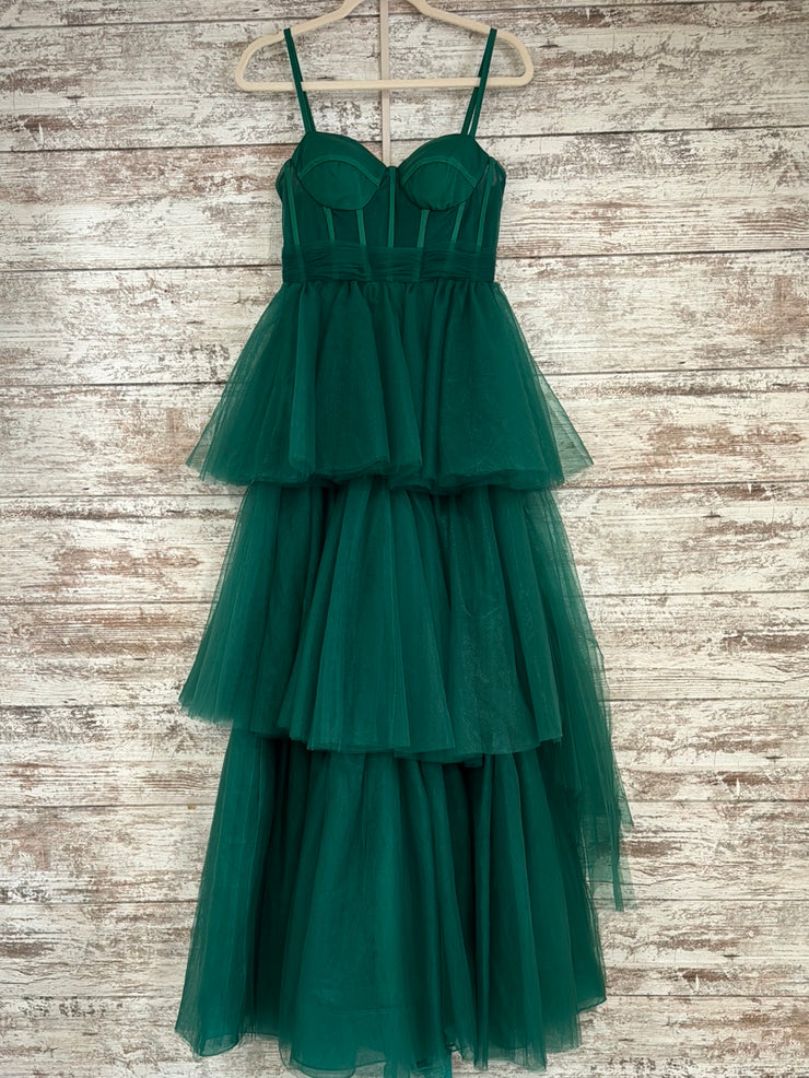 GREEN TIERED A LINE GOWN (NEW)