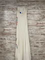 WHITE/FLORAL LONG EVENING GOWN