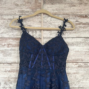 NAVY/FLORAL A LINE GOWN