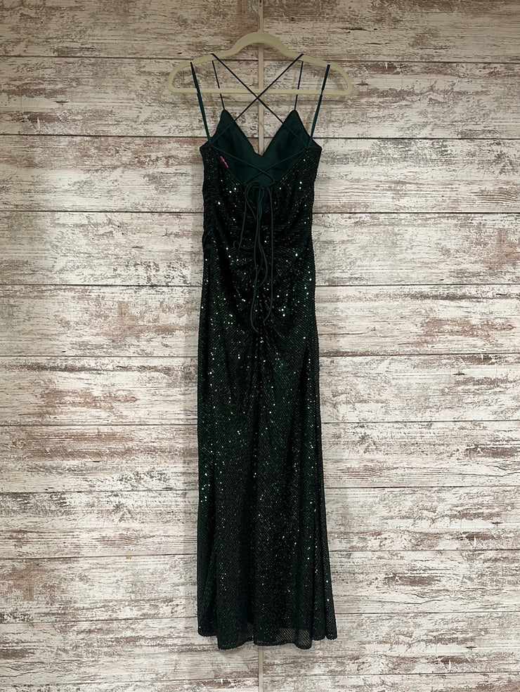 GREEN SPARKLY LONG EVENING GOW