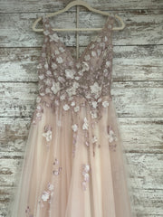 BLUSH/FLORAL A LINE GOWN