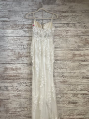 WHITE/FLORAL LONG EVENING GOWN