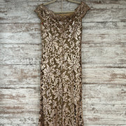 TAN/NUDE FLORAL LONG DRESS