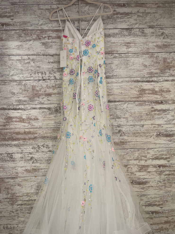 WHITE/COLORFUL MERMAID GOWN