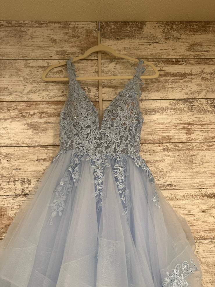 BLUE LAYERED A LINE GOWN