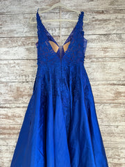 ROYAL BLUE/FLORAL A LINE GOWN