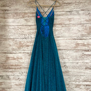 TURQUOISE SPARKLY A LINE GOWN