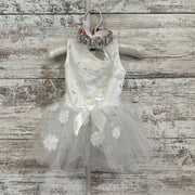 WHITE WEDDING PET DRESS W/ BLING COLLAR (NEW)