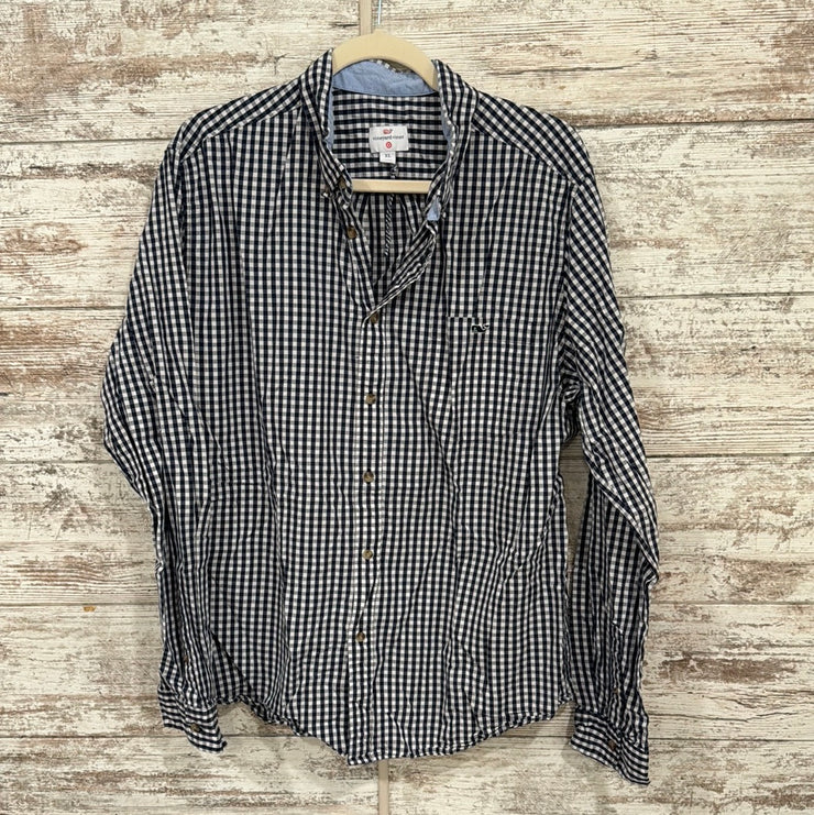 NAVY/WHITE PLAID SHIRT $98