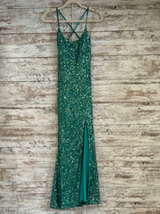 GREEN SEQUIN LONG DRESS