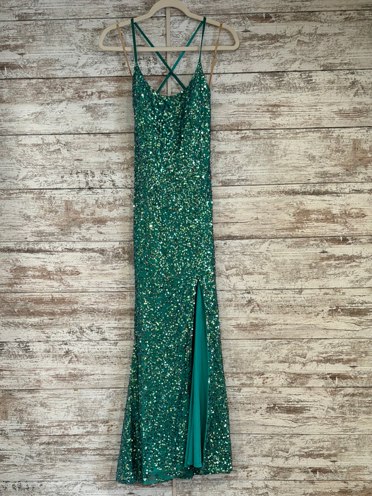 GREEN SEQUIN LONG DRESS