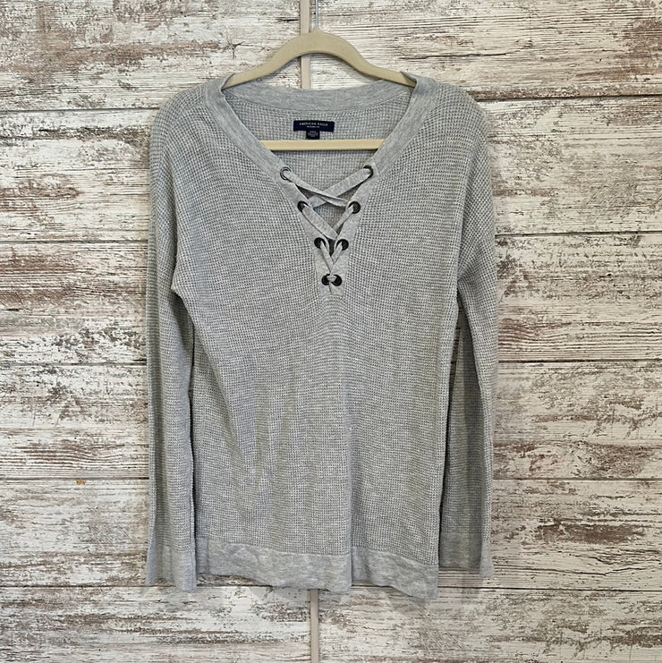 GRAY WAFFLE KNIT LONG SLEEVE