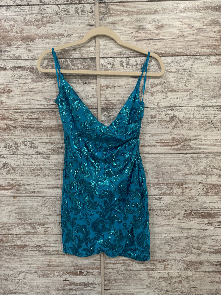 TEAL SPARKLY SHORT DRESS (NEW)