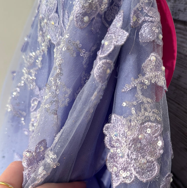 LAVENDER SPARKLY A LINE GOWN
