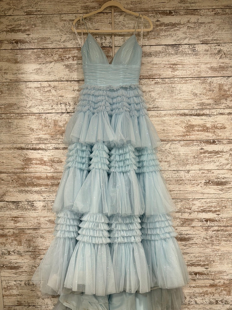 BLUE TIERED A LINE GOWN $800