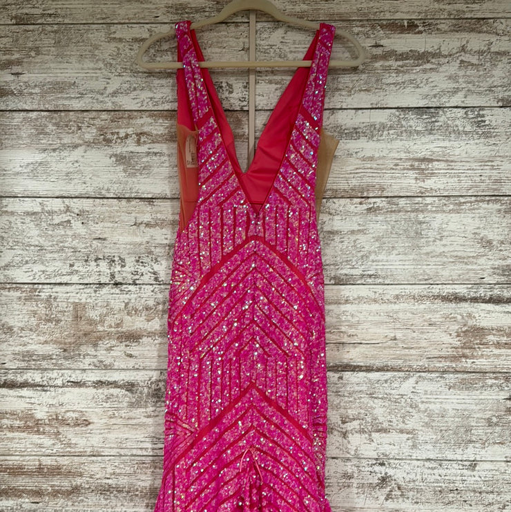 PINK SPARKLY LONG EVENING GOWN
