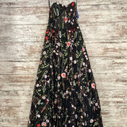 BLACK/FLORAL A LINE GOWN