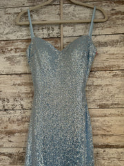 BLUE SEQUIN LONG EVENING GOWN